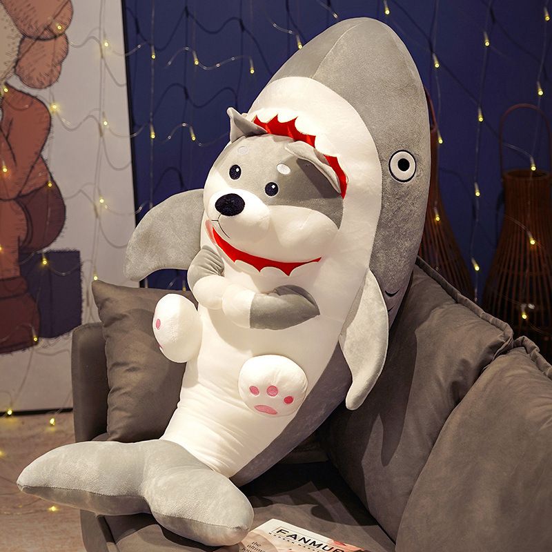 Soft Shark Corgi Dog Plush Toy, Cute Inu Shark Plushie Hugging Doll Plush Pillow Stuffed Animal for Girls and Boys (40cm) 2pcs