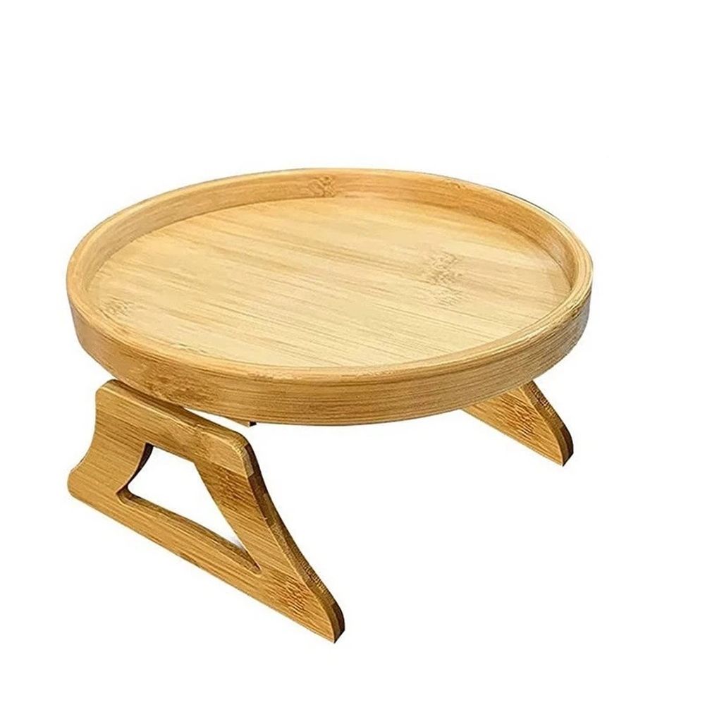 Side Tables Natural Bamboo Sofa Armrest Clip-On Tray, Ideal for Remote/Drinks/Phone (Round)
Sofa Arm Clip Tray