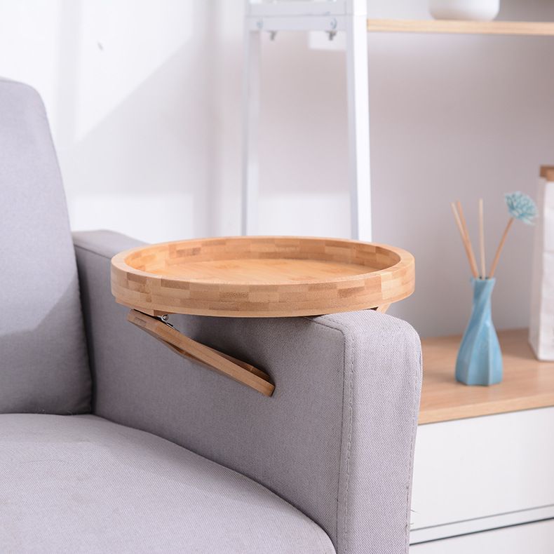 Side Tables Natural Bamboo Sofa Armrest Clip-On Tray, Ideal for Remote/Drinks/Phone (Round)
Sofa Arm Clip Tray