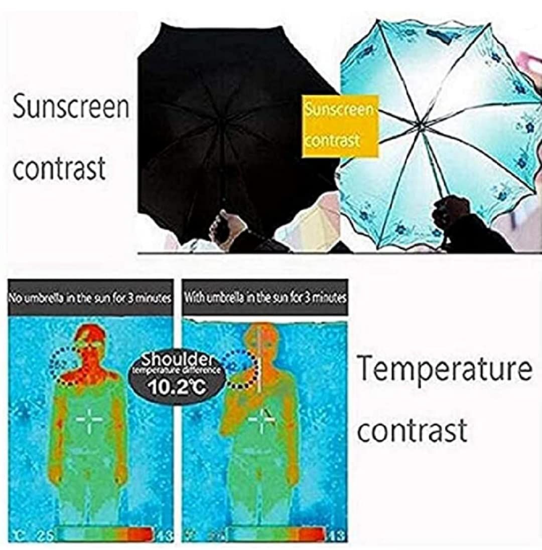 Travel Foldable compact Umbrellas Sun rain Umbrellas parasol with Water blomssom blooming material （pink）