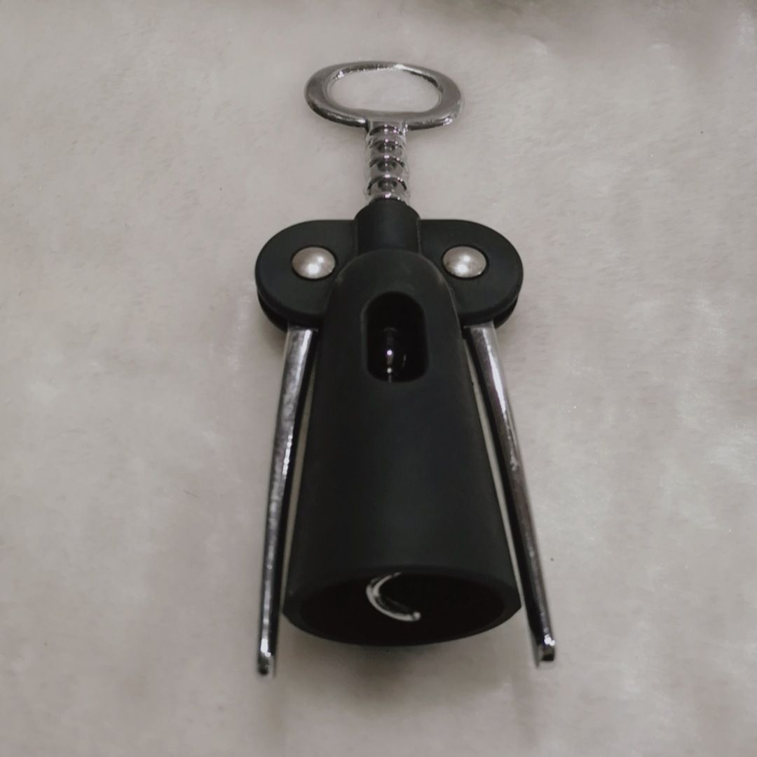 Salute Rubberized Barrel Wing Corkscrew, Black, Pumps Wine Opener Plastic Bottle Openers Tools Cork Out Handle Waiter With Arms