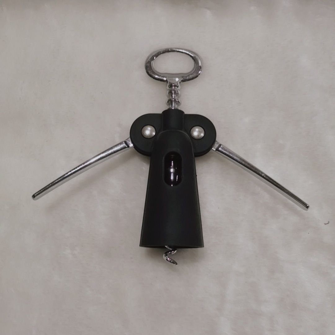 Salute Rubberized Barrel Wing Corkscrew, Black, Pumps Wine Opener Plastic Bottle Openers Tools Cork Out Handle Waiter With Arms