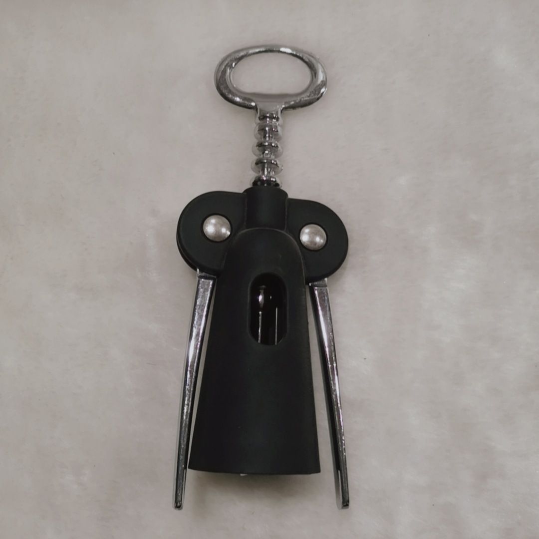 Salute Rubberized Barrel Wing Corkscrew, Black, Pumps Wine Opener Plastic Bottle Openers Tools Cork Out Handle Waiter With Arms