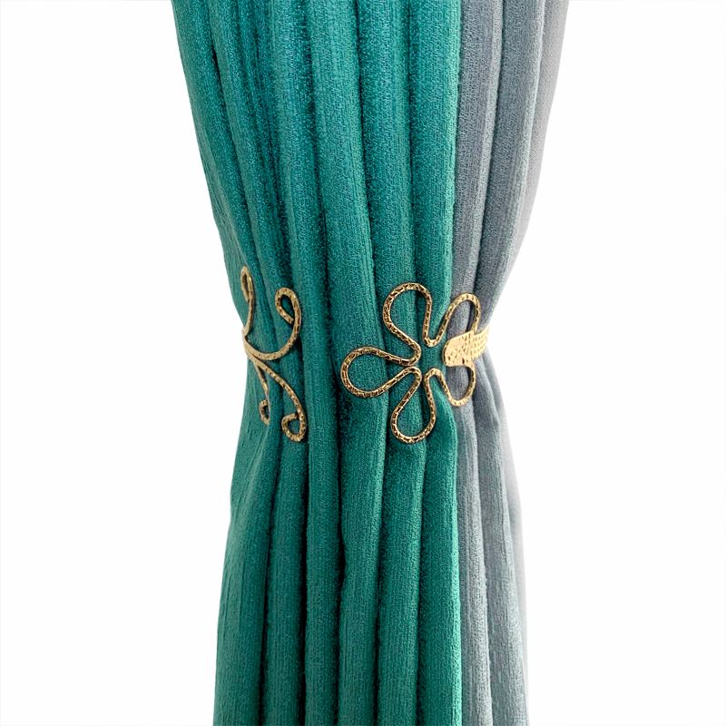 Curtain Tie Backs, 2Pcs Zinc Alloy Creative Curtain Holdbacks with Round End Decorative Round Hollow Leaf Curtain Tiebacks Spring