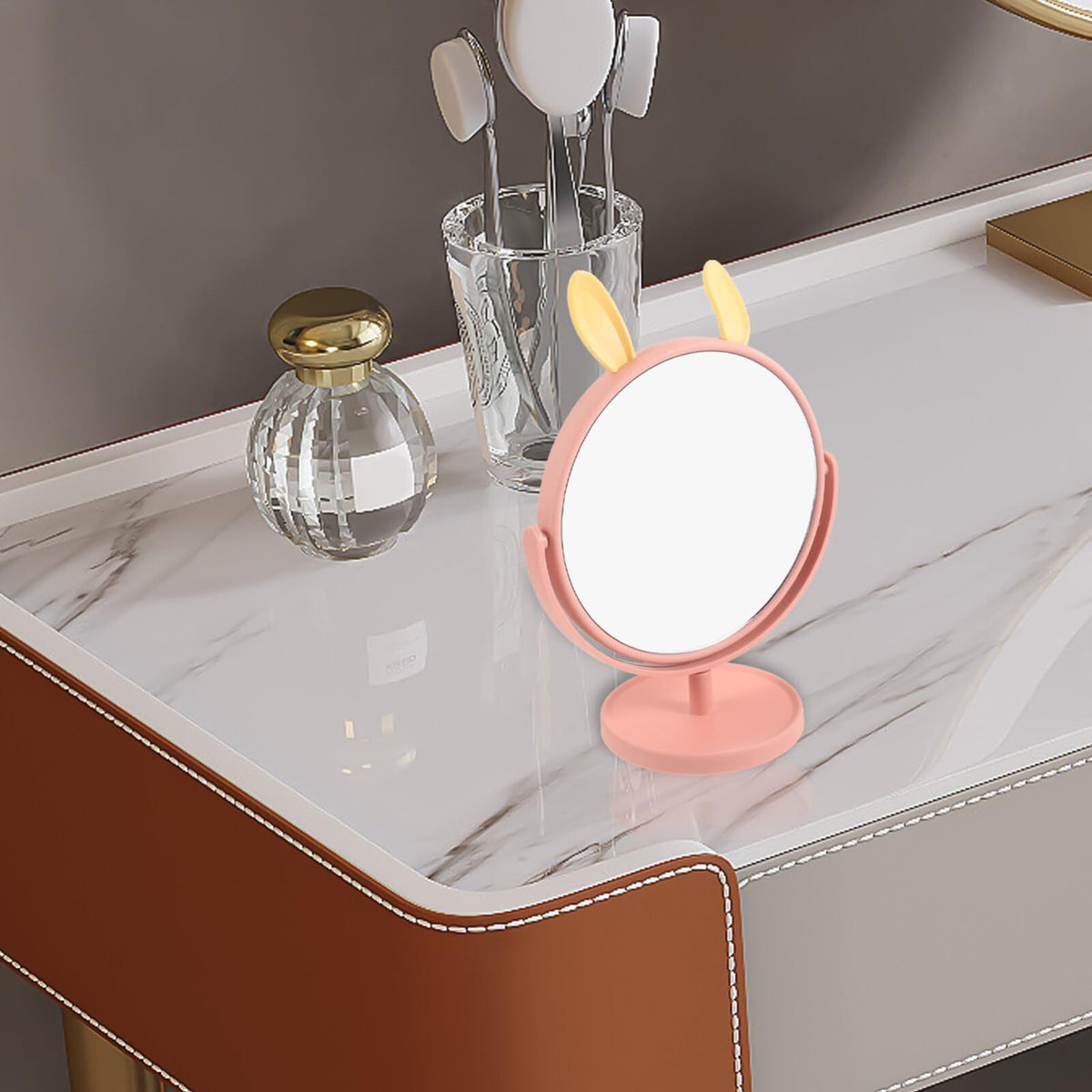 Makeup Mirror Desk Mirror Cute Bunny Ears Shaped Vanity Mirror Tabletop Cosmetic Mirror for Home Bedroom Bathroom Haircut Mirror