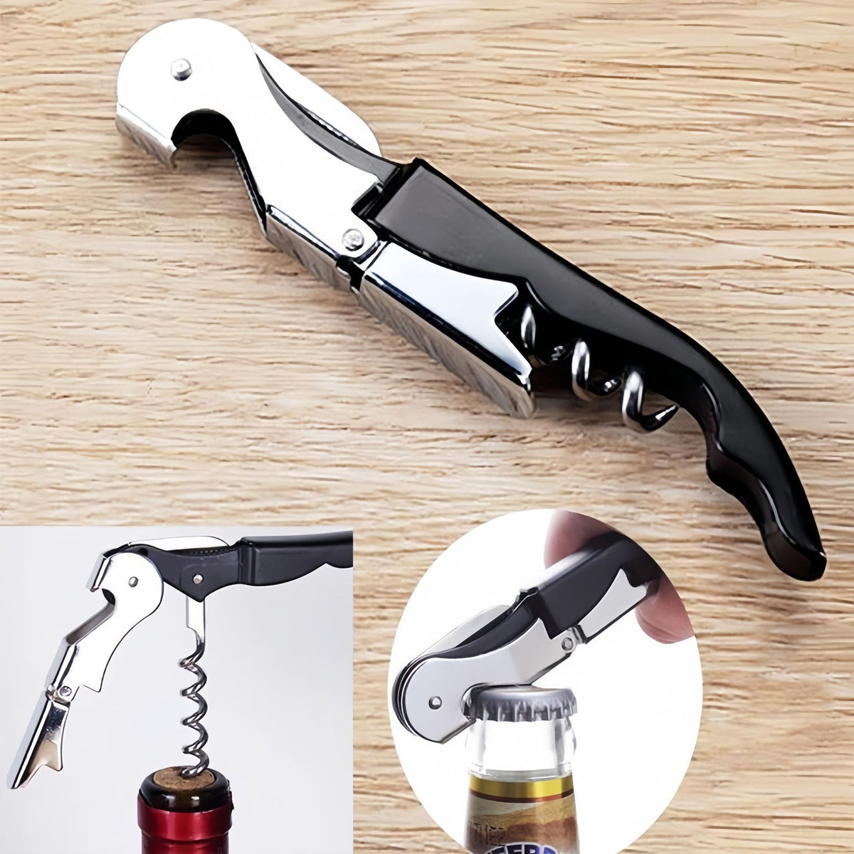 Waiter Corkscrew Professional Wine Opener with Foil Cutter,Manual Wine Bottle Opener for Servers, Bartenders and Waiter (3pcs)