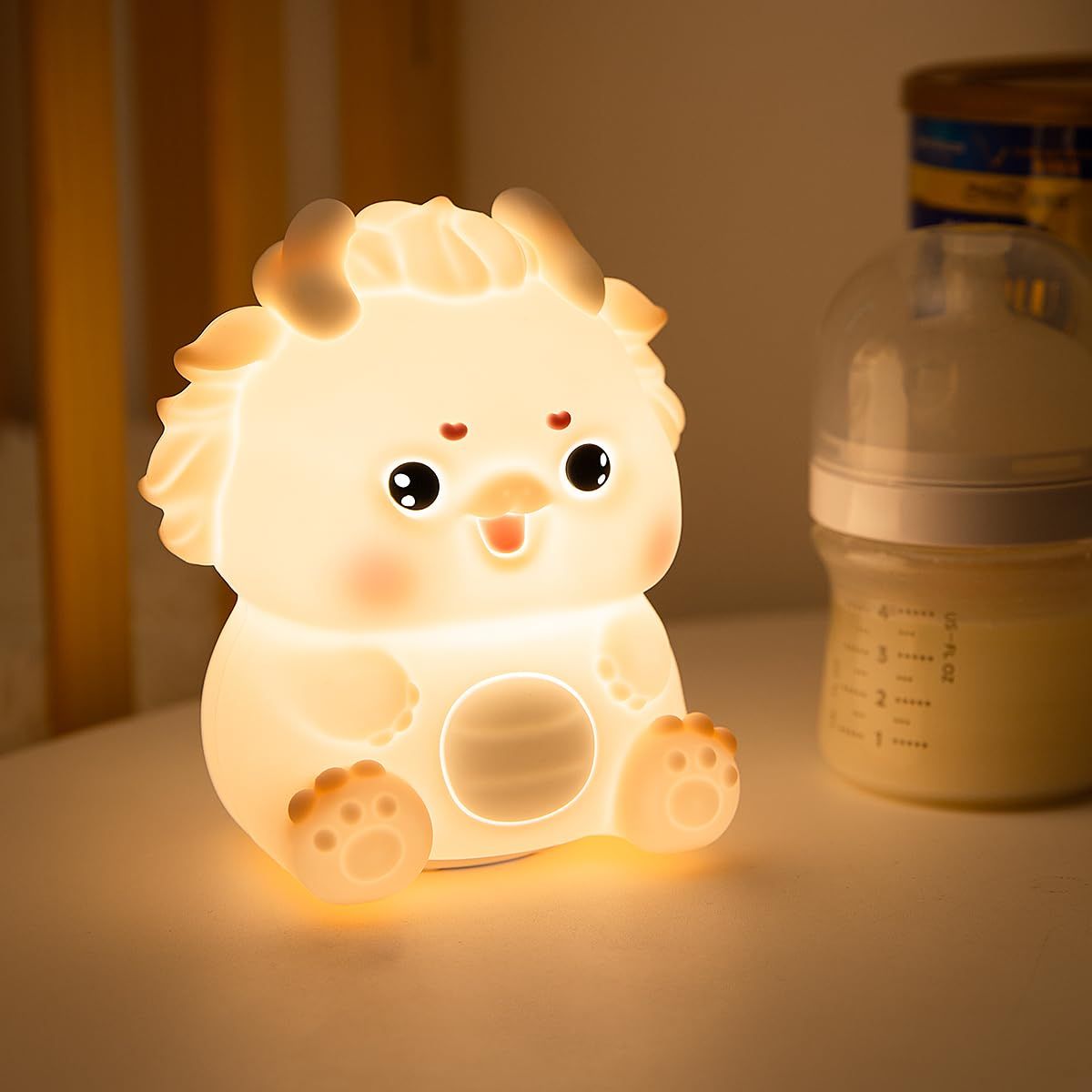 Feeding Nursing Lighting Eye-Care Living Room Bedroom Bedside Lamp Nightlight Kids Day Christmas Gift Silicone Pat Lamp (Pink)