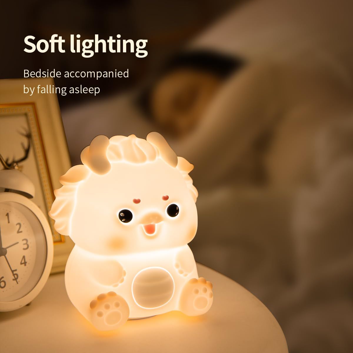 Feeding Nursing Lighting Eye-Care Living Room Bedroom Bedside Lamp Nightlight Kids Day Christmas Gift Silicone Pat Lamp (Pink)