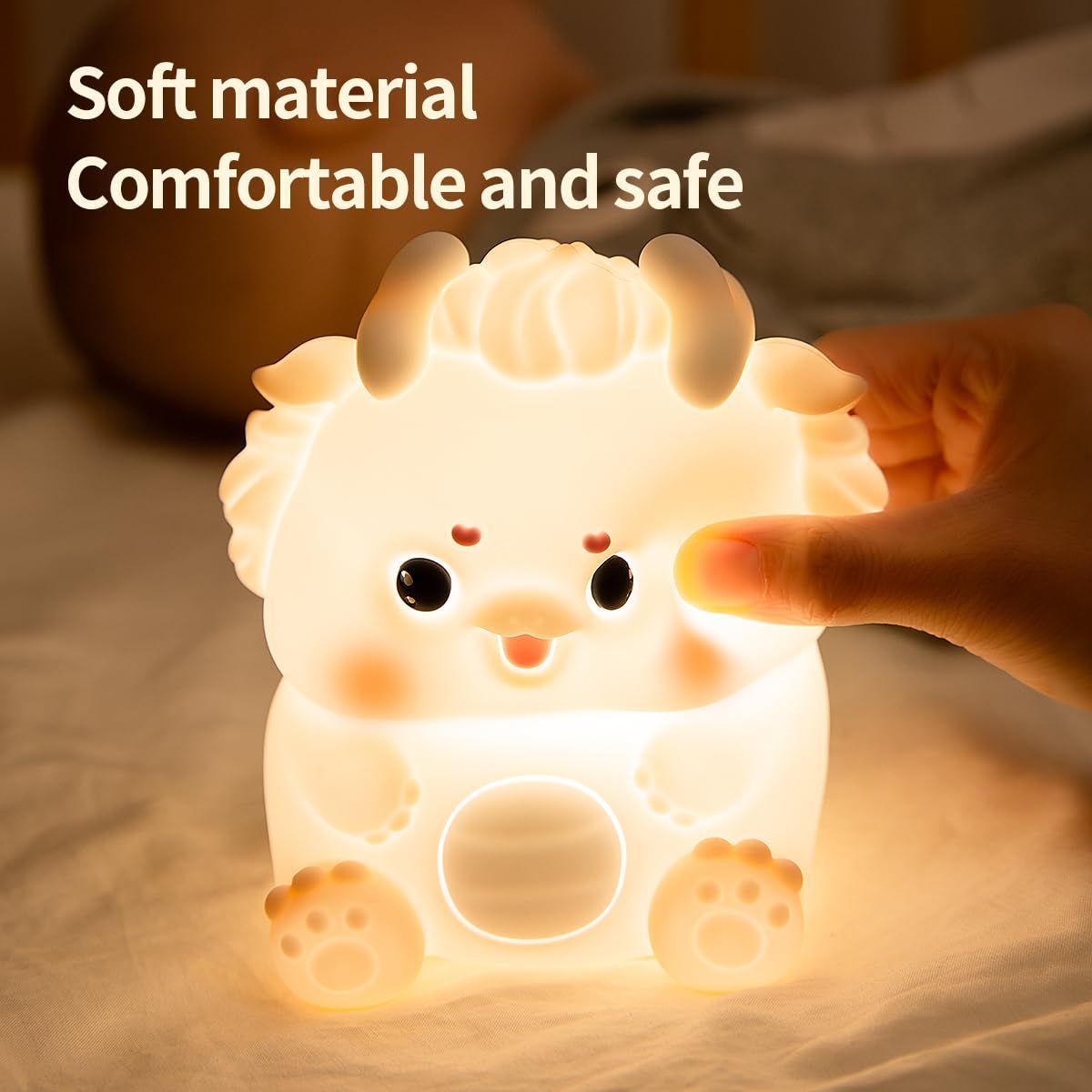 Feeding Nursing Lighting Eye-Care Living Room Bedroom Bedside Lamp Nightlight Kids Day Christmas Gift Silicone Pat Lamp (Pink)