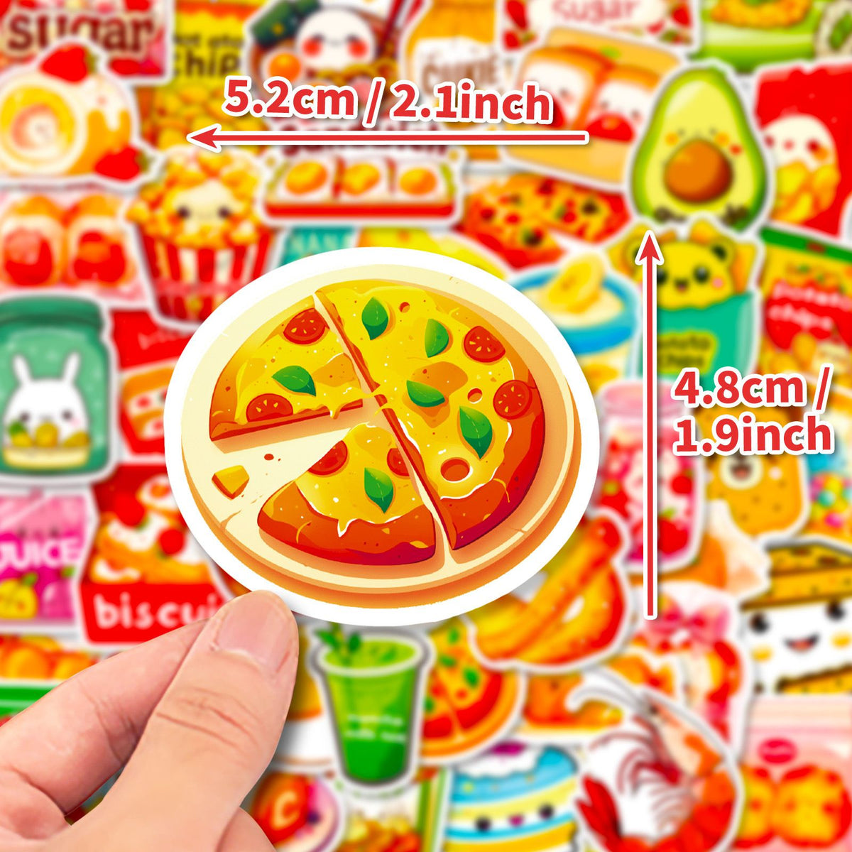 Food Stickers for Kids Cute Food Stickers for Water Bottles Stickers for Adults Teens Laptop Stickers Waterproof Fast Food 50Pcs