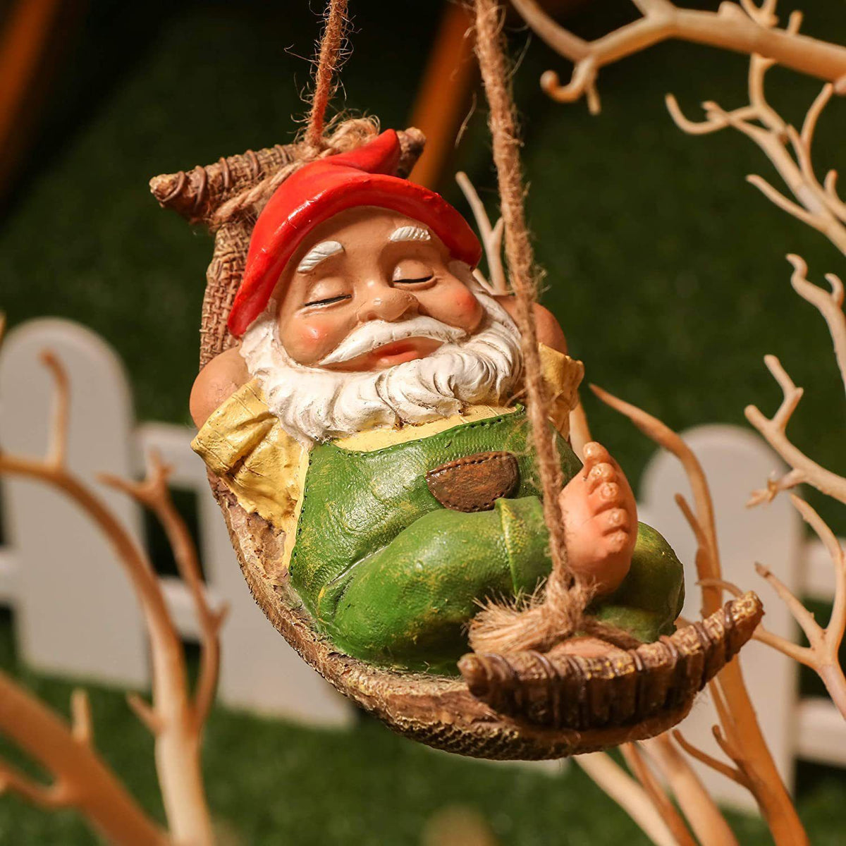 Garden Gnome Statues, Tree Ornaments Figurines for Stump Branch Lawn Patio Decor, Ideal Gift for Spring, Birthday and Mom