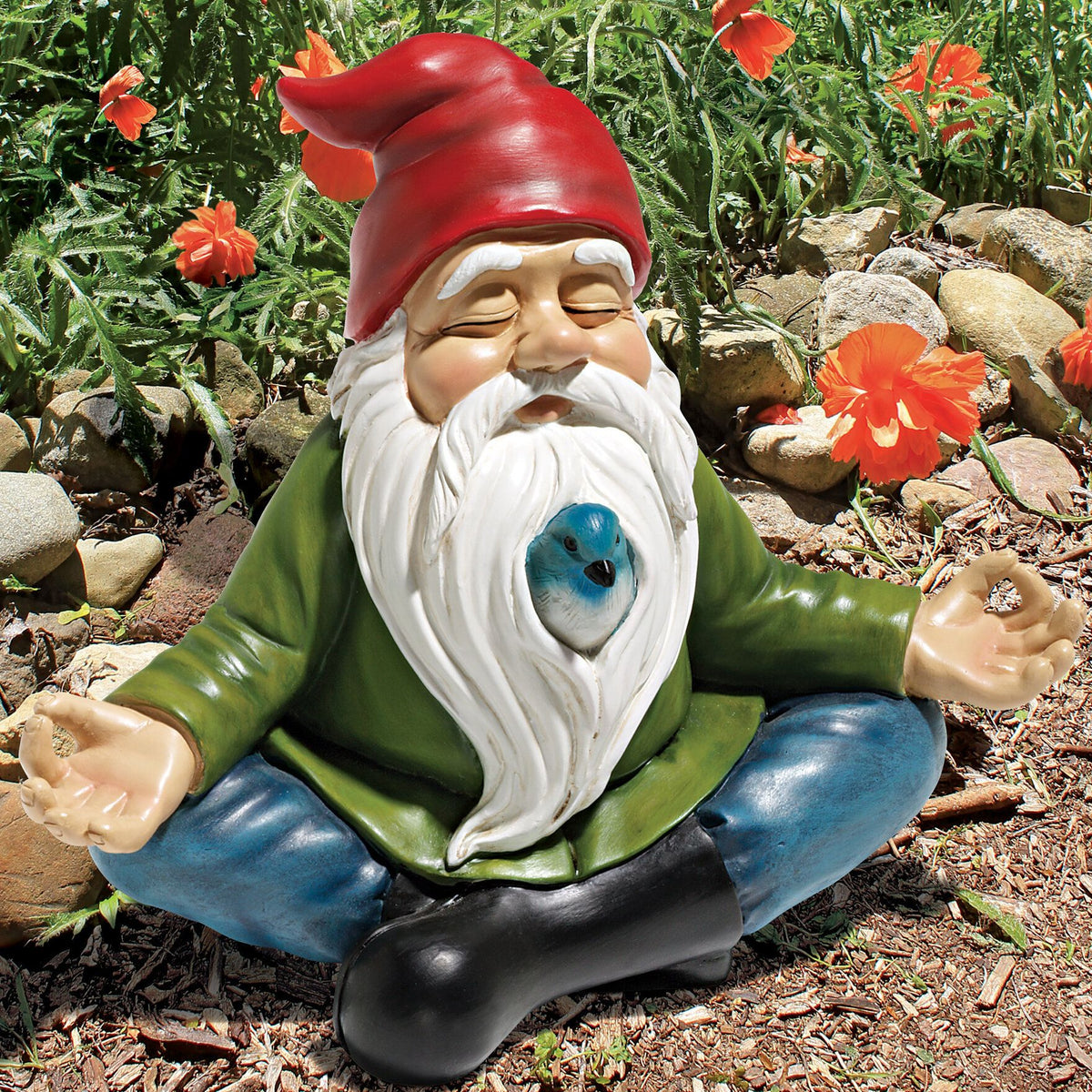 Gnome with Hat and Bird Decorated, Garden Decorations Statues,Decor for Lawn Ornaments, Resin Garden Figurines (Gnome with Birds