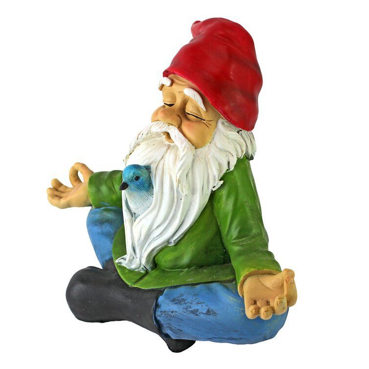 Gnome with Hat and Bird Decorated, Garden Decorations Statues,Decor for Lawn Ornaments, Resin Garden Figurines (Gnome with Birds