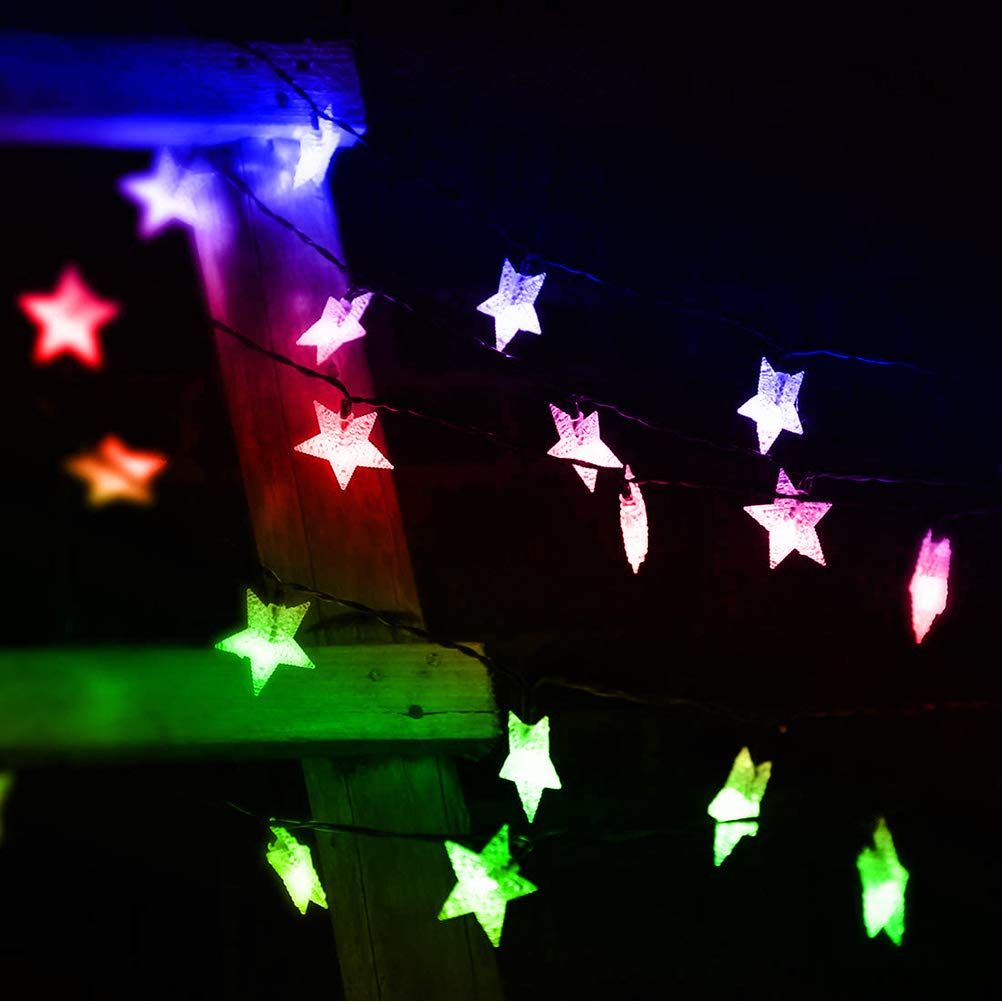 20 Light Solar Star Light String Light String Solar Star Light Outdoor Waterproof Plug in Christmas Lamp Courtyard Decorative
