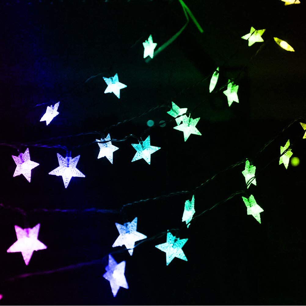 20 Light Solar Star Light String Light String Solar Star Light Outdoor Waterproof Plug in Christmas Lamp Courtyard Decorative