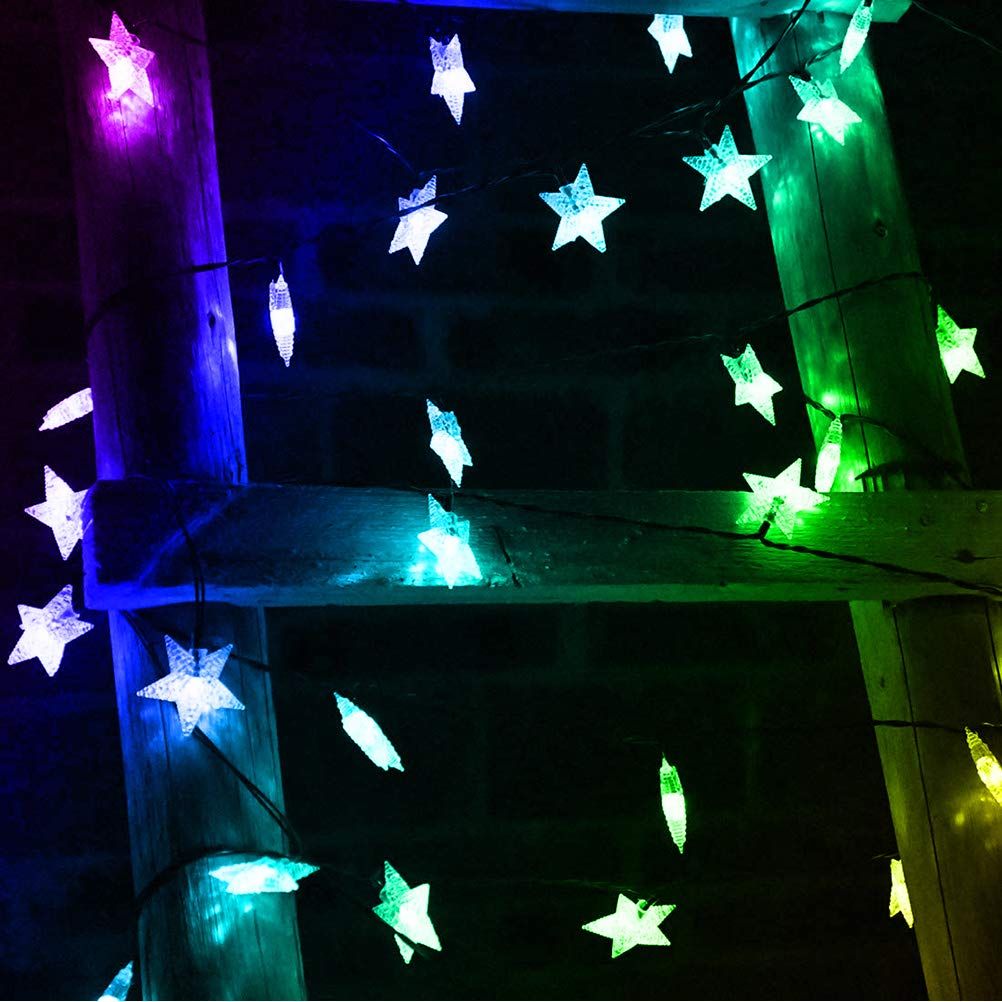 20 Light Solar Star Light String Light String Solar Star Light Outdoor Waterproof Plug in Christmas Lamp Courtyard Decorative