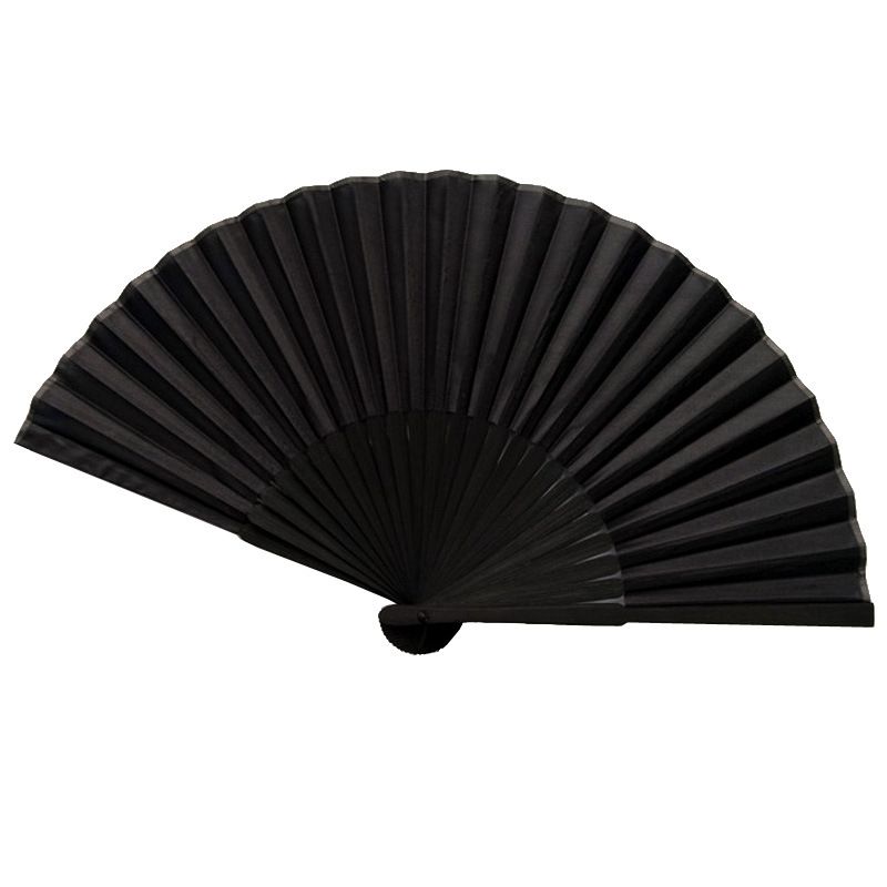 Black Folding Hand Classic Style Fan Silk Fabric Bamboo Ribs Hand Held Chines/Spanish Foldable Fan for Wedding, Party Favor
