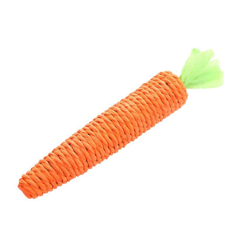 Pet rabbit toy Bunny Fun Chew Toy Rattan Grass Scratcher Climbing Play Carrot Toy for Small Animal-2pcs