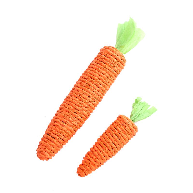 Pet rabbit toy Bunny Fun Chew Toy Rattan Grass Scratcher Climbing Play Carrot Toy for Small Animal-2pcs