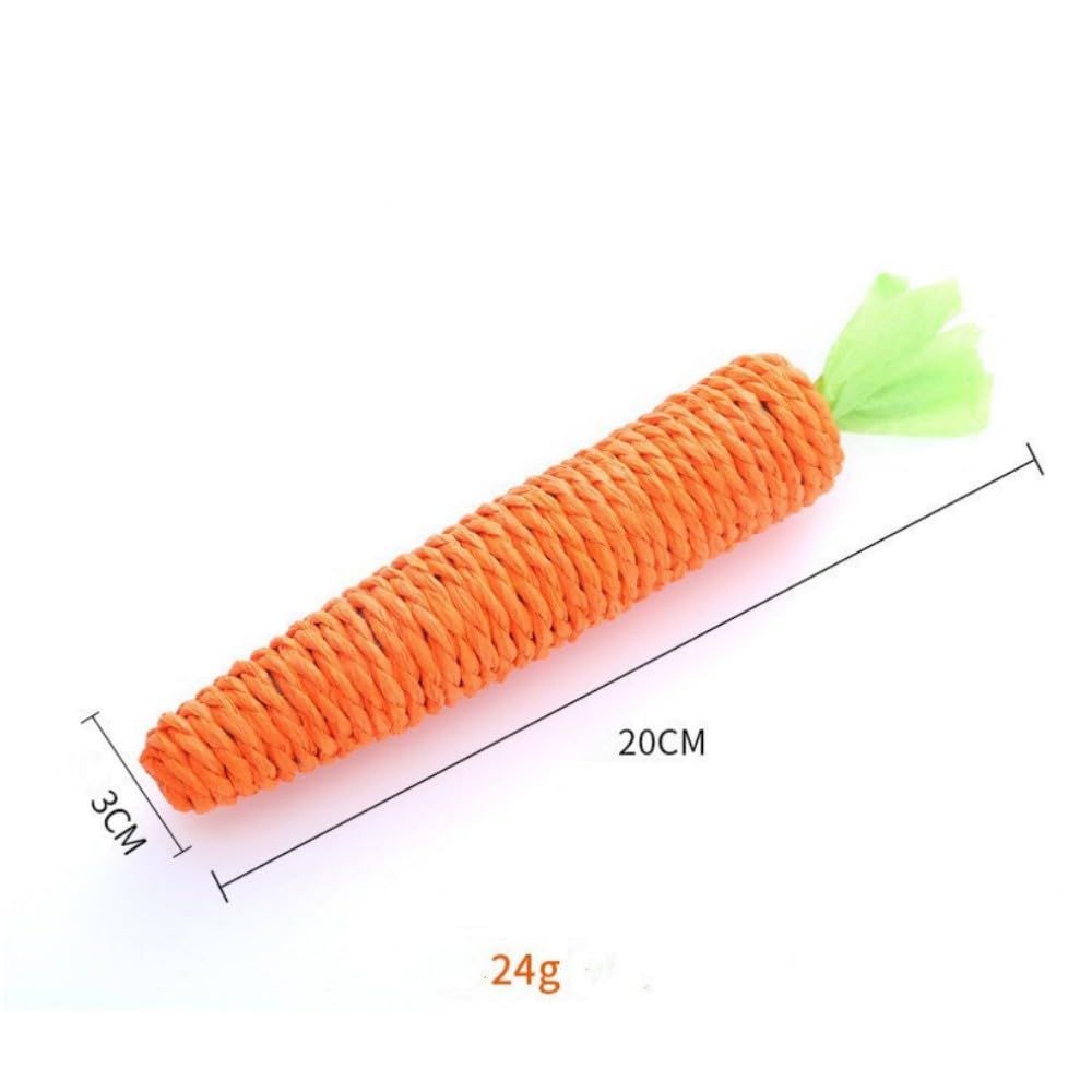Pet rabbit toy Bunny Fun Chew Toy Rattan Grass Scratcher Climbing Play Carrot Toy for Small Animal-2pcs