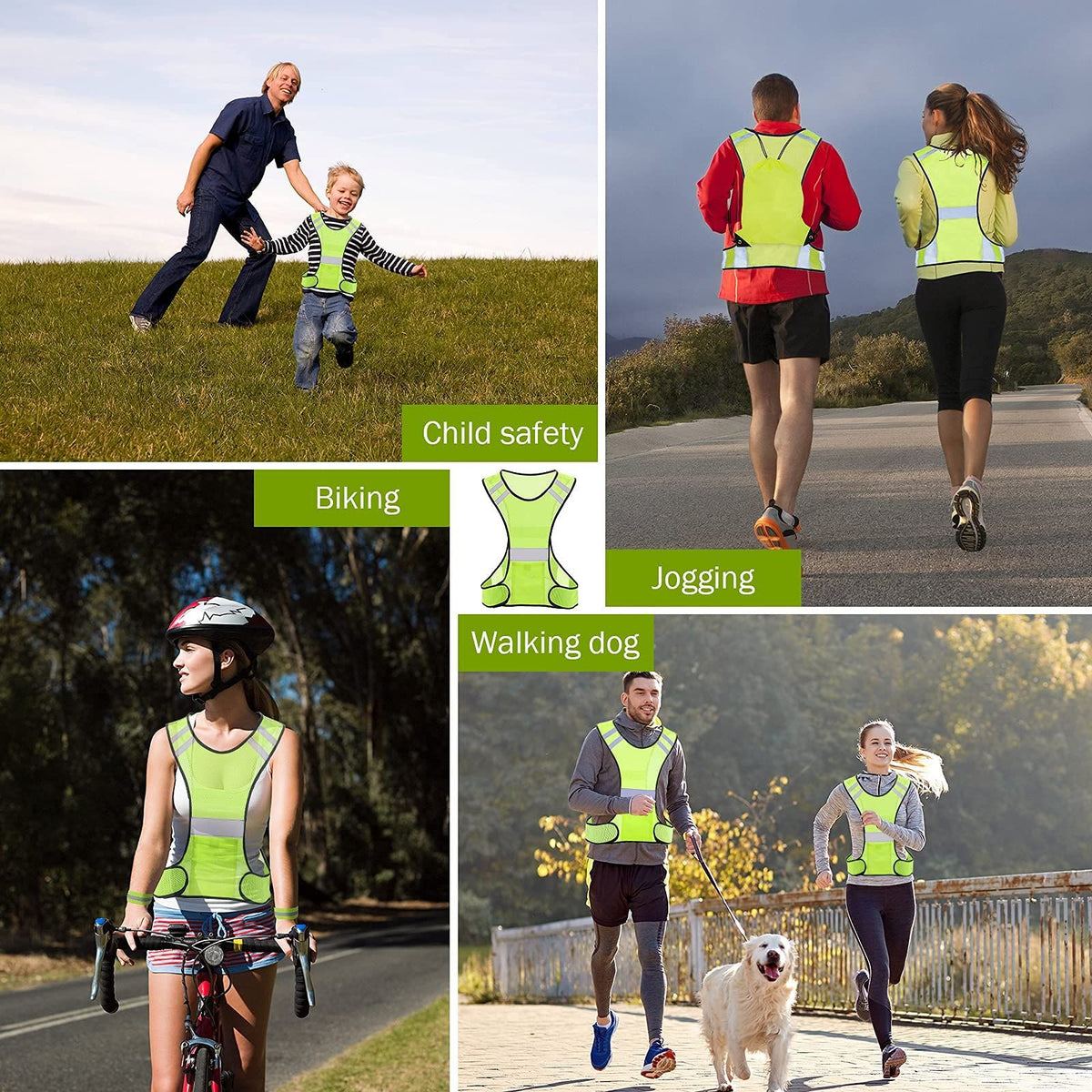 Reflective Night Running Vest with Adjustable Strap&Breathable Holes, Ultrathin Lightweight Safety Vest with 360° High Visibility