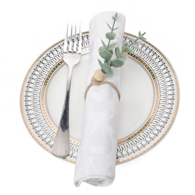 Farmhouse Napkin Rings Eucalyptus Wooden Napkin Rings Spring Rustic Green Leaf Napkin Rings for Thanksgiving Easter Christma（2pcs）