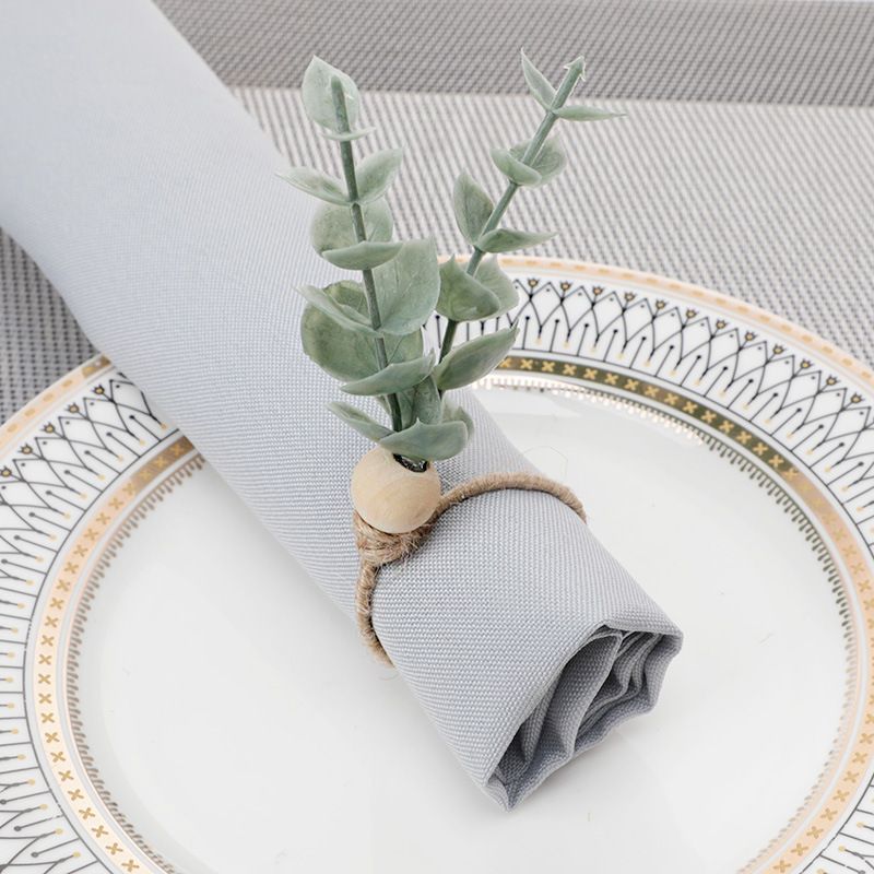 Farmhouse Napkin Rings Eucalyptus Wooden Napkin Rings Spring Rustic Green Leaf Napkin Rings for Thanksgiving Easter Christma（2pcs）