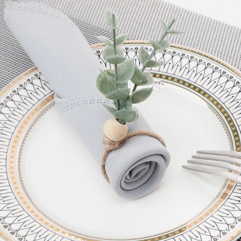 Farmhouse Napkin Rings Eucalyptus Wooden Napkin Rings Spring Rustic Green Leaf Napkin Rings for Thanksgiving Easter Christma（2pcs）