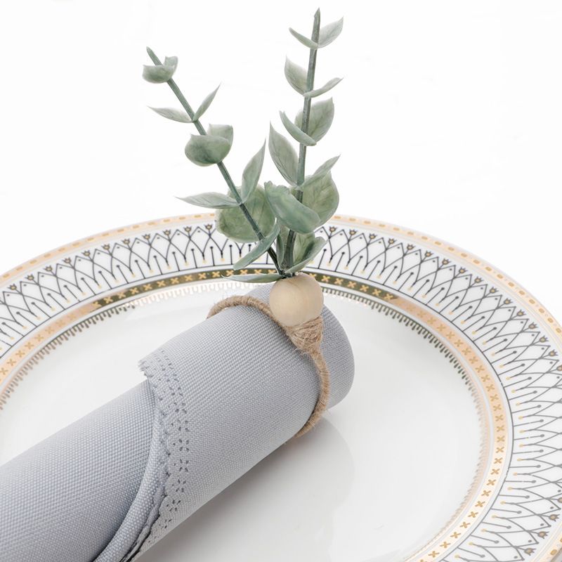Farmhouse Napkin Rings Eucalyptus Wooden Napkin Rings Spring Rustic Green Leaf Napkin Rings for Thanksgiving Easter Christma（2pcs）