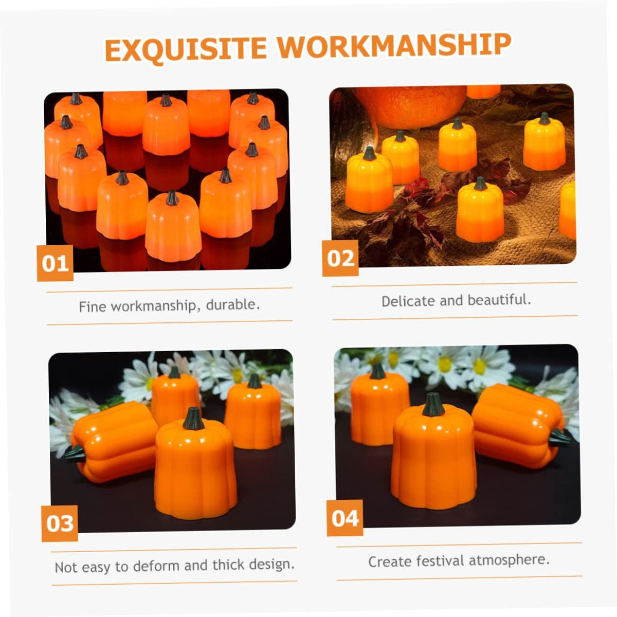12 Pcs Pumpkin Candle Light Decoraciones Halloween Pumpkin Lantern Battery Tea Lights Lighted Jack House Ornaments Small