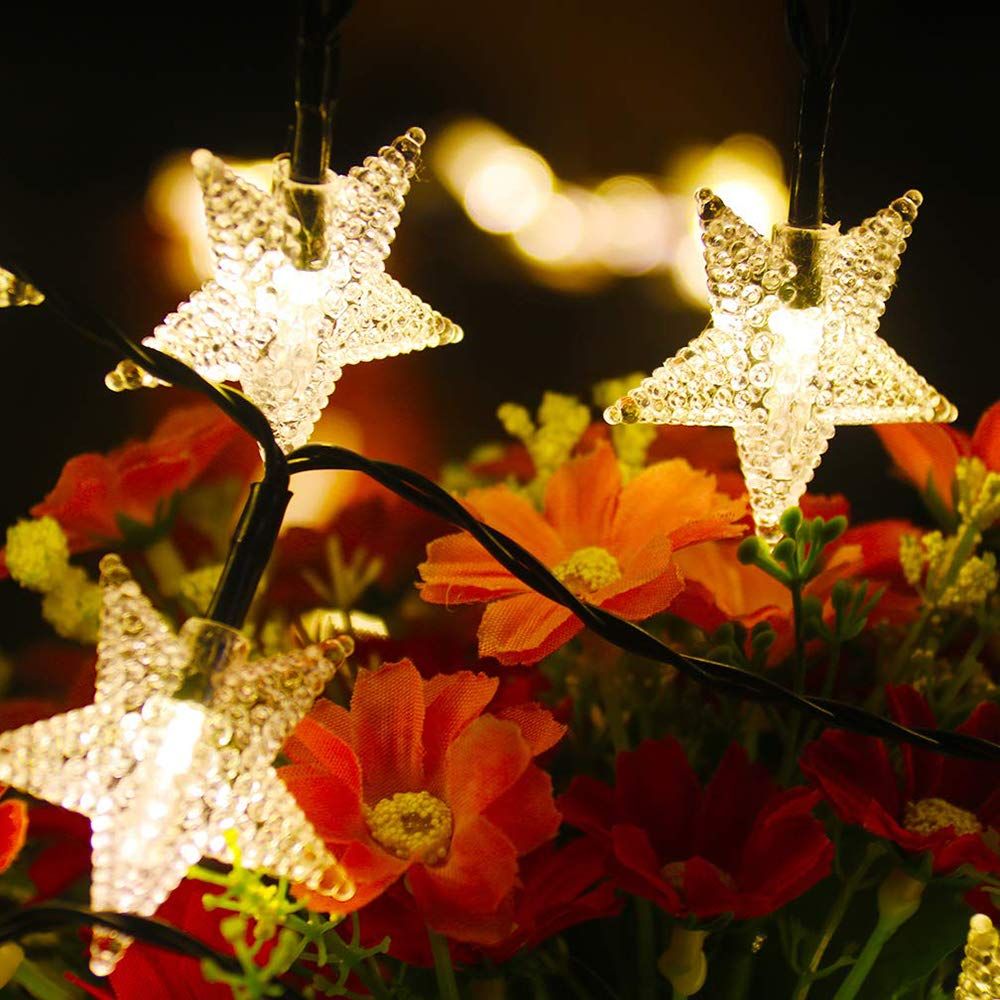 Solar Star Twinkle String Lights,Solar Powered Fairy Decorative Light Waterproof Lights for Gardens, Lawn Patio, Indoor Decoration