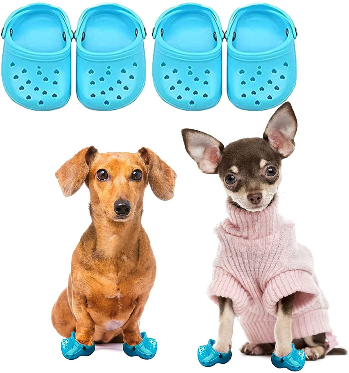 2 Pairs Pet Dog Shoes, Dog Clogs for Puppy Photos, Candy Colors Sandals, Summer Dog Shoes with Rugged Anti-Slip Sole, Dog Shoes