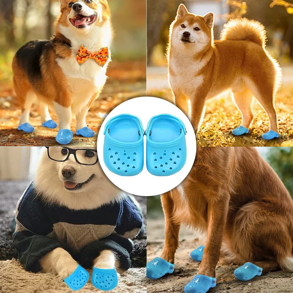 2 Pairs Pet Dog Shoes, Dog Clogs for Puppy Photos, Candy Colors Sandals, Summer Dog Shoes with Rugged Anti-Slip Sole, Dog Shoes