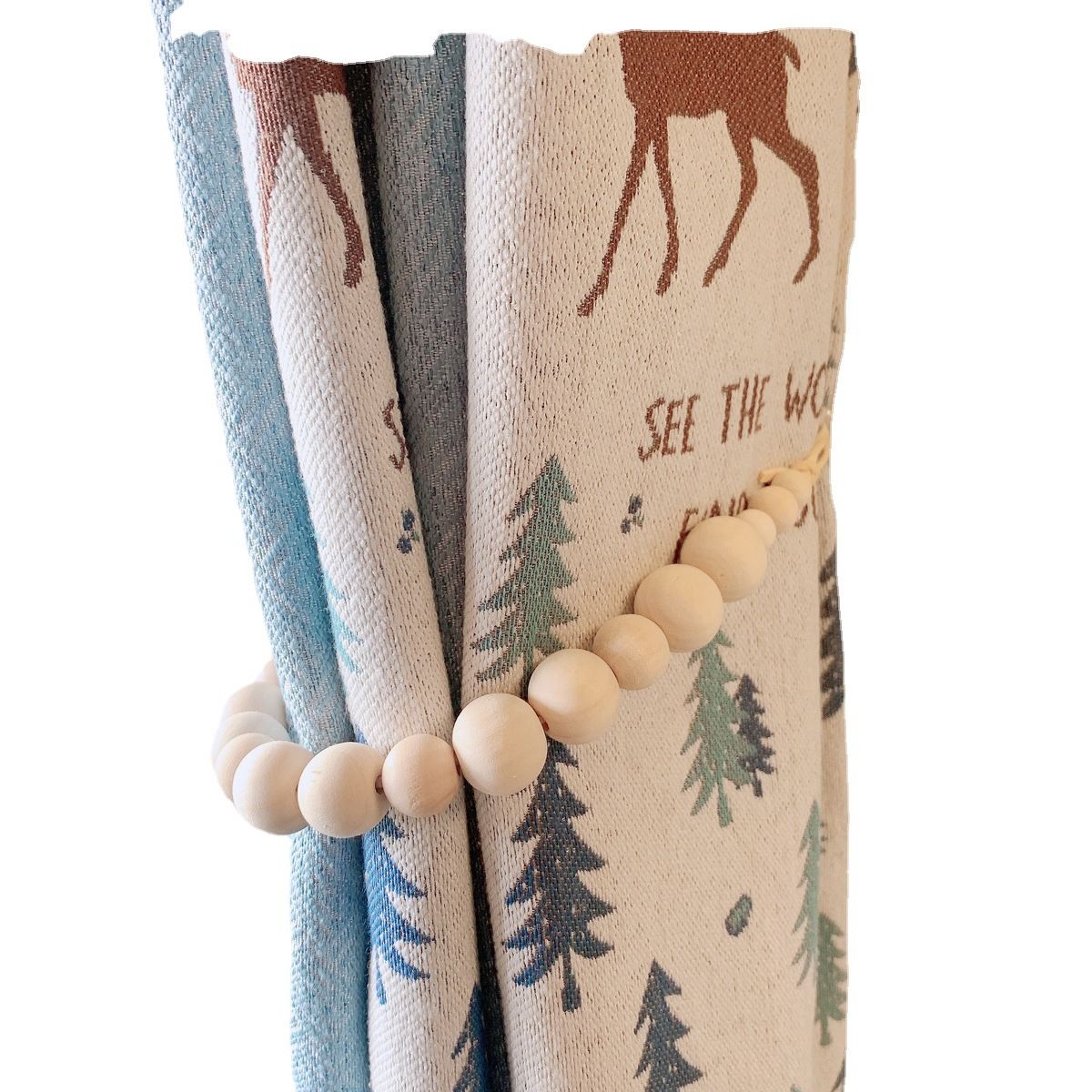 Set of 2 Curtain Tie Backs, Natural Wood Drape Tiebacks, Window Treatment, Farmhouse Garland,  Decor Accessories