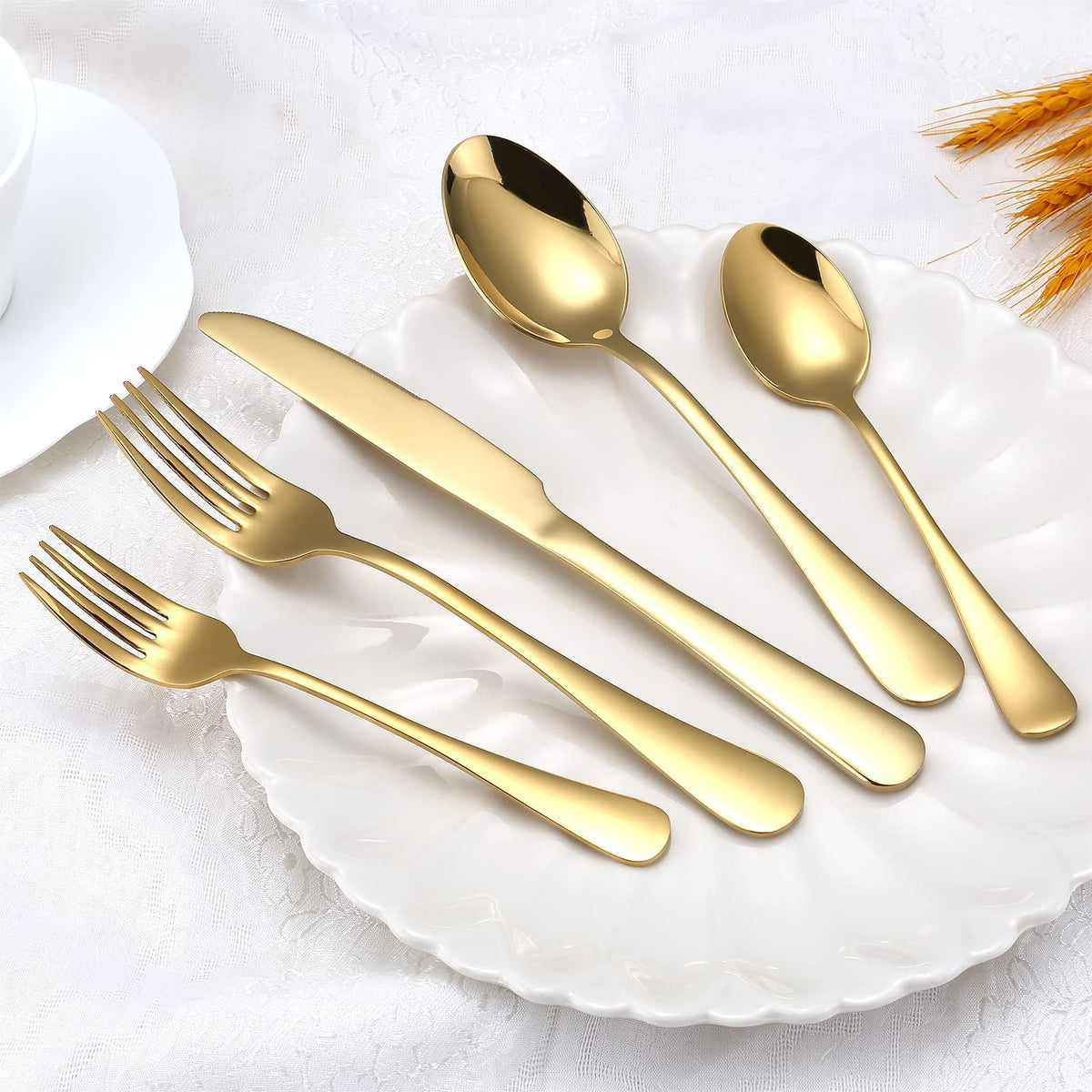 Cutlery Set Service for 1, Stainless Steel Flatware Set Include Spoons Forks Knives Tableware Utensil Set for Kitchen Home