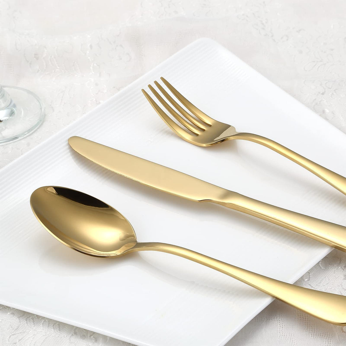 Cutlery Set Service for 1, Stainless Steel Flatware Set Include Spoons Forks Knives Tableware Utensil Set for Kitchen Home