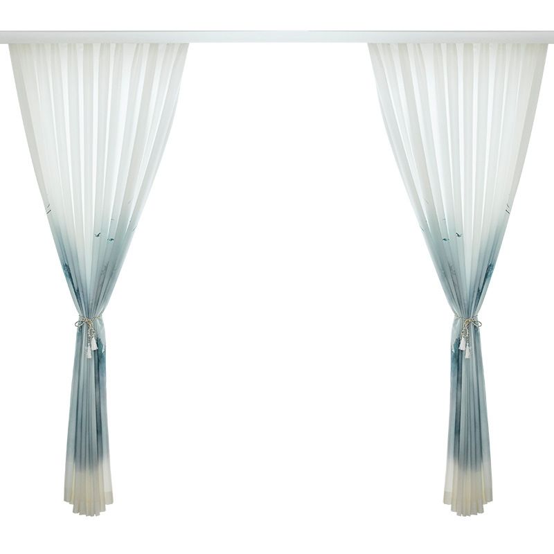 Green Window Curtains Pack of 2, Contemporary Minimalist Lands of Wild Forest and Misty Mountain Range , Lightweight Set