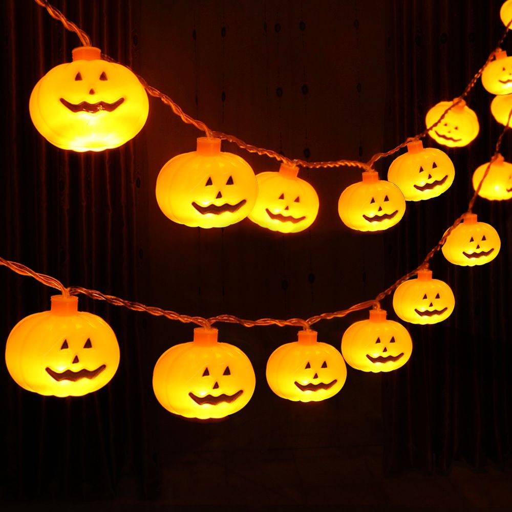 Halloween Pumpkin String Lights - 20 LED Cute Waterproof OrangeBattery Operated Lights, Lights for Indoor Decor Party Decorations