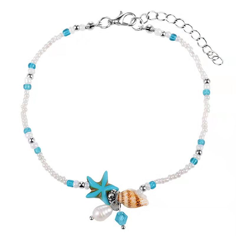 Turquoise Anklet Multilayer Beads Anklet Bracelet Set Handmade Beach Foot Accessories for Women and Teen Girls