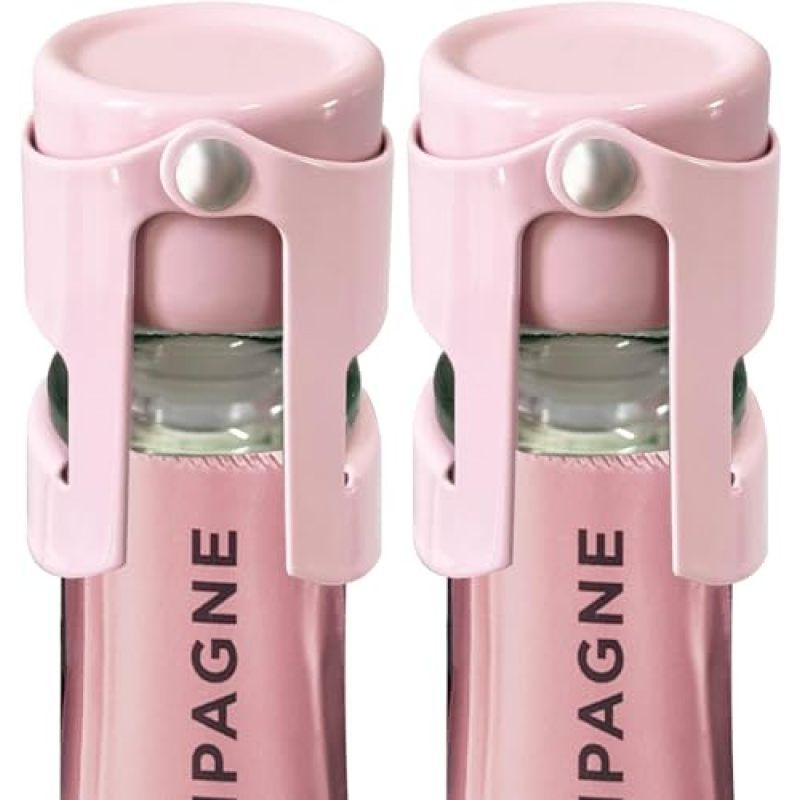 Wine Bottle Stopper with Pure Silicone Air Tight Seal - Professional Wine Saver for Champagne，Prosecco and Cava (2Pack Pink)
