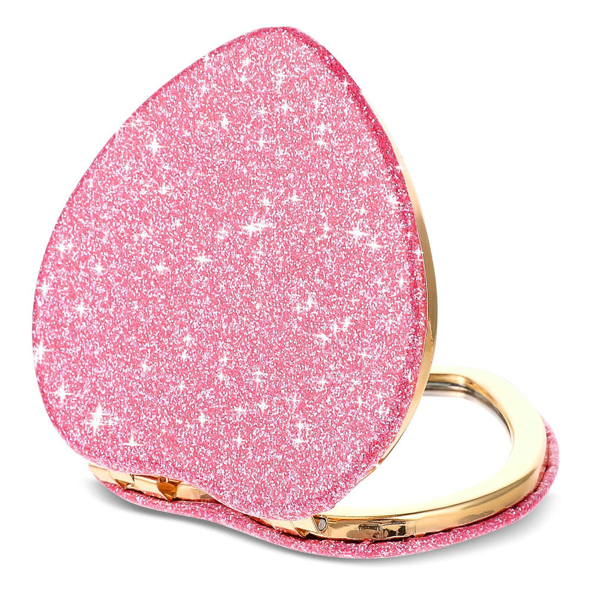 Compact Folding Mirror Heart Shaped Magnifying Mini Vanity Mirror Portable Travel Makeup Mirror for Purse Double-Sided Cute
