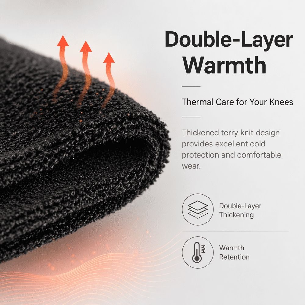 2Pcs Men Women Thermal Leg Warmers, Windproof Knee Braces Rheumatic Arthritis Sleeves Protector, Winter Cozy Wraps Leg Pad for Outdoor Sports Cycling Running Walking,Black
