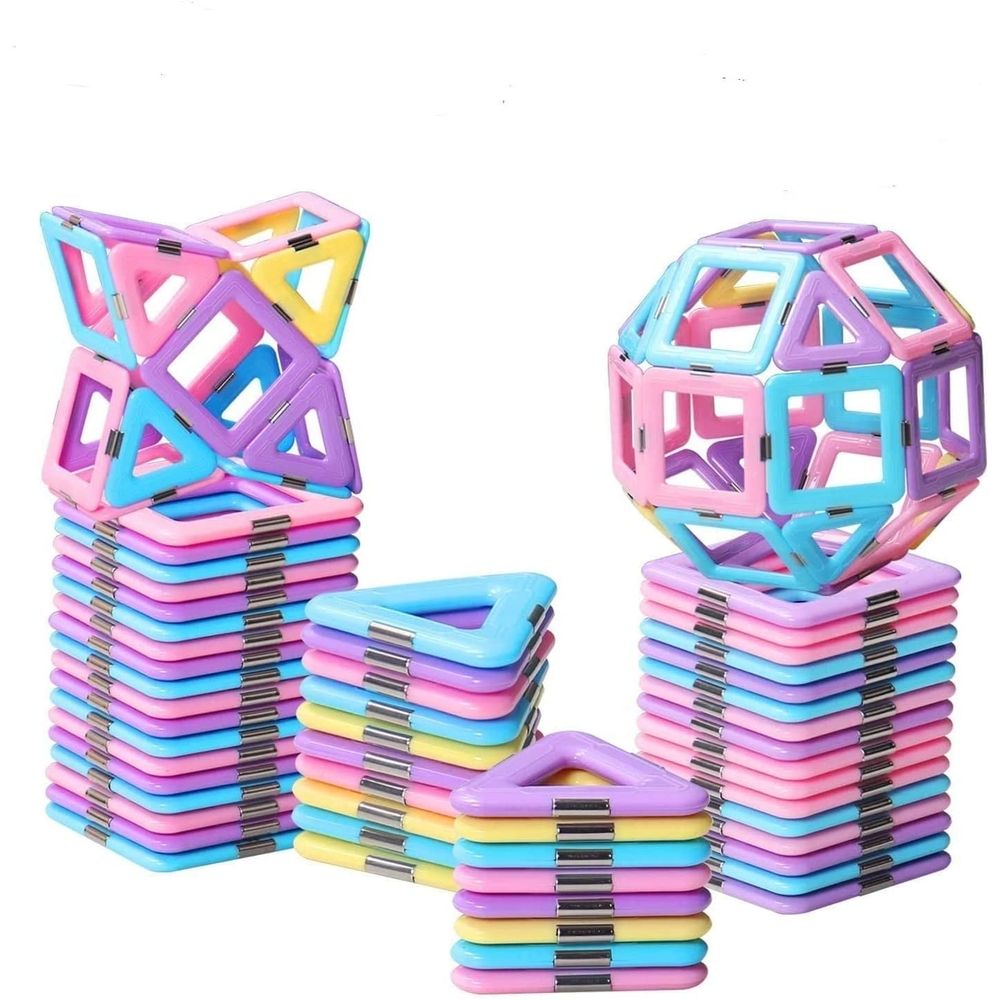 Magnetic Blocks 58PCS Upgrade Magnetic Building Blocks for Kids Magnetic Tiles 3D Magnetic Toys Educational STEM Toys Tiles Set Castle Toys for 2 3 4 5 6 7 Year Old Boys Girls Gifts