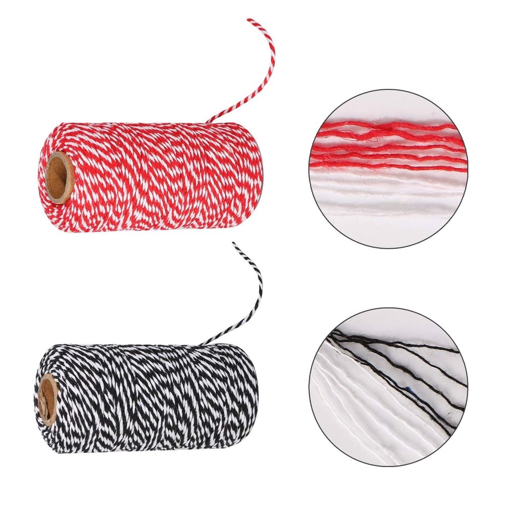 2 Rolls Bakers Candy Rope Ribbon Twine 2 mm Cotton Rope Cord String for Gift Wrapping Arts Crafts (2mm x 656 Feet)