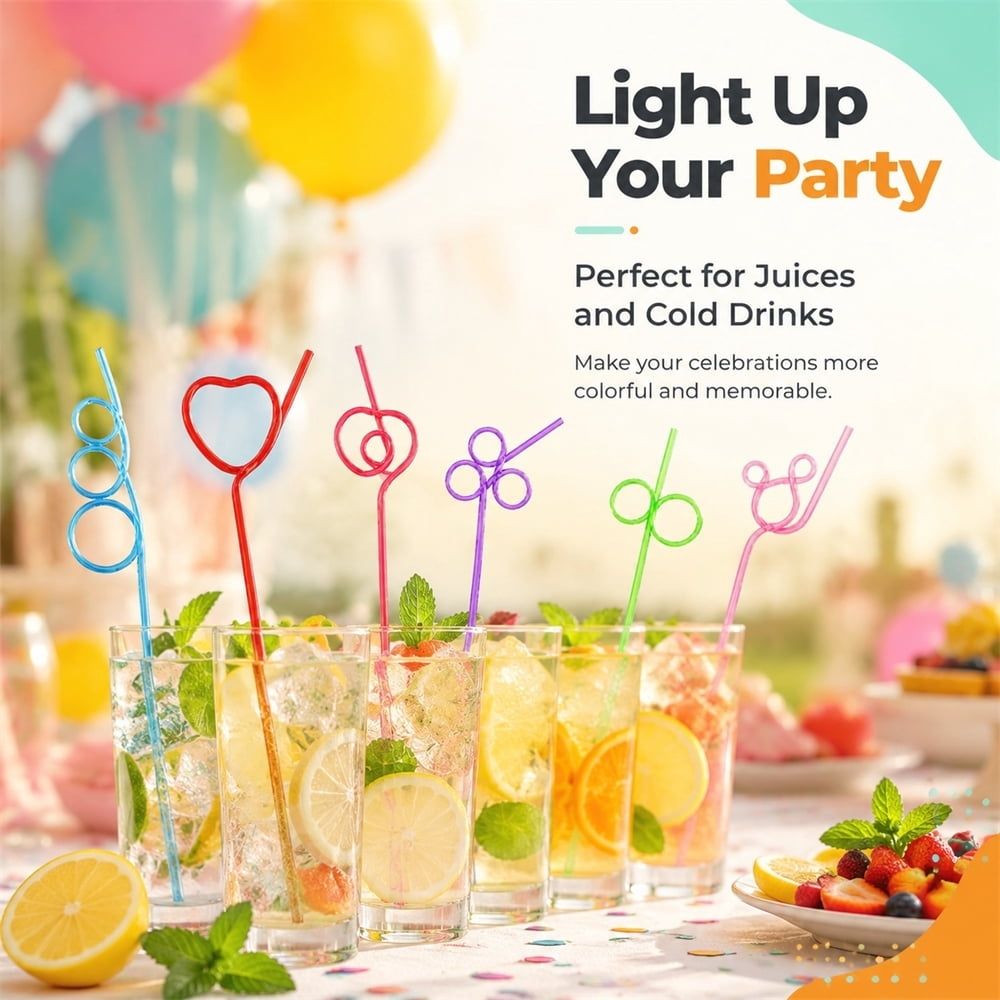 10 Pcs Crazy Straws,10.2x0.24In Reusable Plastic Curly Crazy Drinking Straws for Classroom,Colorful Bendy Straws for Gift,Christmas