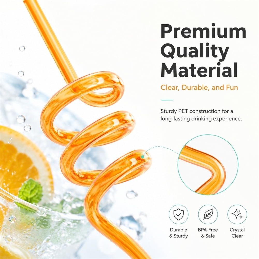 10 Pcs Crazy Straws,10.2x0.24In Reusable Plastic Curly Crazy Drinking Straws for Classroom,Colorful Bendy Straws for Gift,Christmas