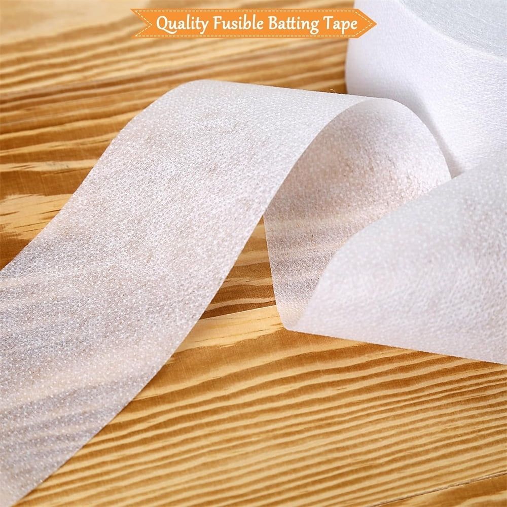 2Roll Fusible Batting Tape for Quilting 1.5 Inches x 20 Yards Batting Seam Tape Adhesive Hemming Tapes Single-Side Adhesive Warp-Knitted Stretchy Fabric