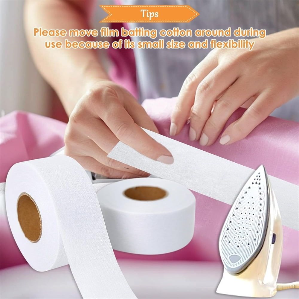 2Roll Fusible Batting Tape for Quilting 1.5 Inches x 20 Yards Batting Seam Tape Adhesive Hemming Tapes Single-Side Adhesive Warp-Knitted Stretchy Fabric
