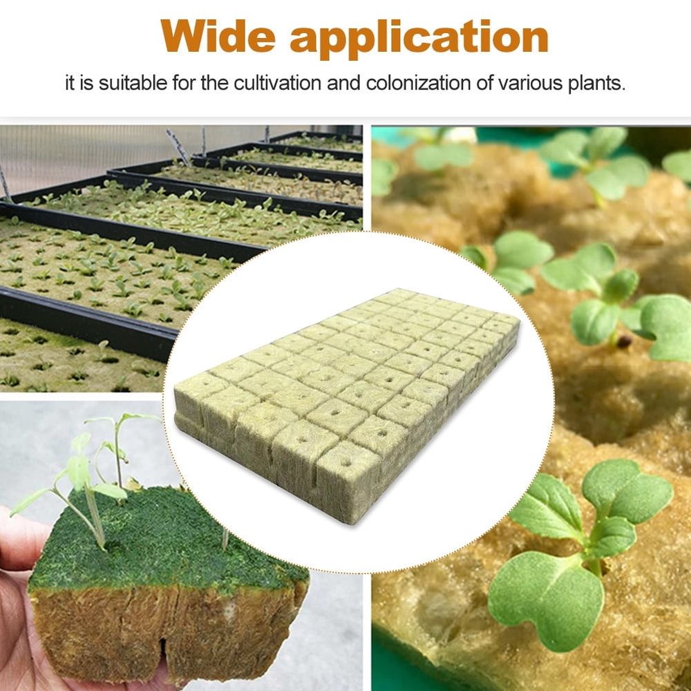 100 Pcs Rockwool Cubes,  1.57 Rock Wool Planting Cubes, Rock Wool for Hydroponic Growing, Perfect for Rooting, Cuttings, Cloning Plants, Seed Germination