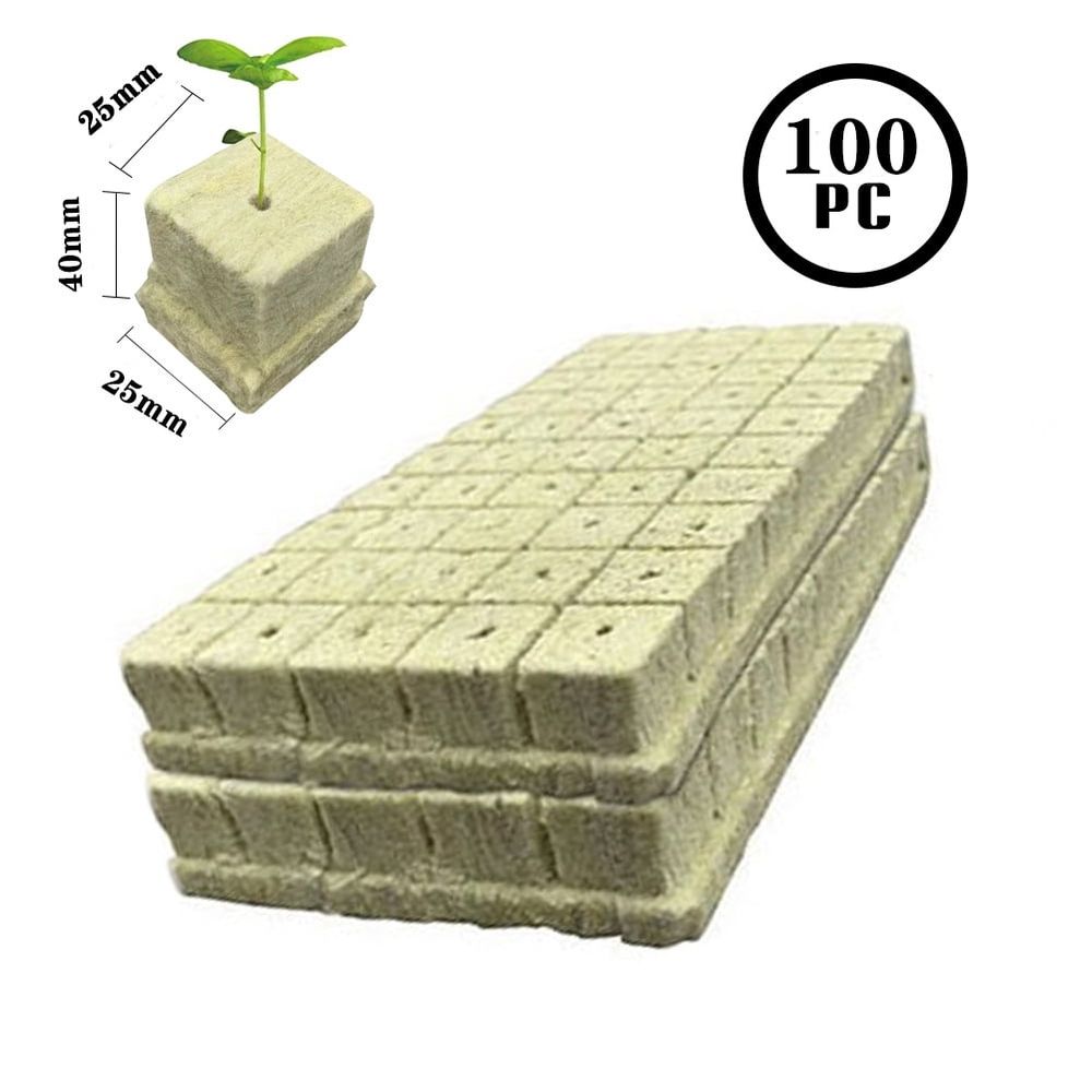 100 Pcs Rockwool Cubes,  1.57 Rock Wool Planting Cubes, Rock Wool for Hydroponic Growing, Perfect for Rooting, Cuttings, Cloning Plants, Seed Germination
